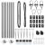 Set stâlpi pentru gard Manual 7 pcs Gri Ø32mm 100 cm Metal GartenMobel Dekor