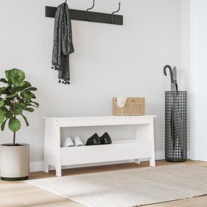 Bancă de hol, alb, 100x28x45 cm, lemn masiv de pin GartenMobel Dekor