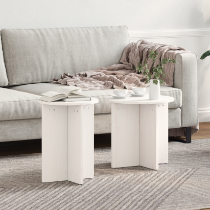 Set de măsuțe de cafea 2 pcs Alb 41.5 x 41.5 x 41 cm GartenMobel Dekor