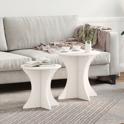 Set de măsuțe de cafea 2 pcs Alb 46 x 46 x 47 cm GartenMobel Dekor