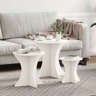 Set de măsuțe de cafea 3 pcs Alb 46 x 46 x 47 cm GartenMobel Dekor