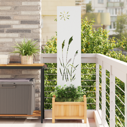 Panou Decorativ de Grădină Alb 32 x 140 cm Oțel laminat la rece GartenMobel Dekor