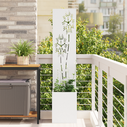 Ghiveci de Grădină cu Panou Decorativ Alb 32 x 140 cm GartenMobel Dekor