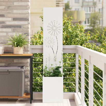 Ghiveci de Grădină cu Panou Decorativ Alb 32 x 140 cm GartenMobel Dekor