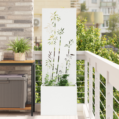 Ghiveci de Grădină cu Panou Decorativ Alb 50 x 140 cm GartenMobel Dekor
