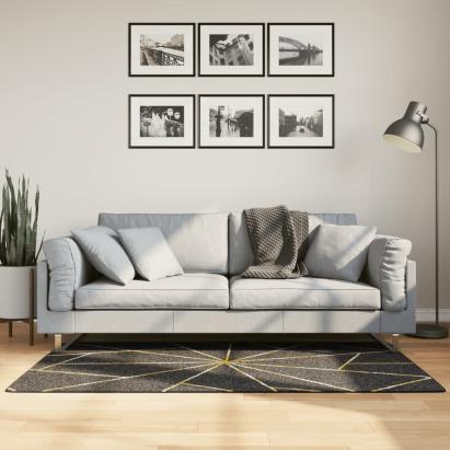 Covor lavabil, negru și auriu, 80x150 cm, anti-alunecare GartenMobel Dekor