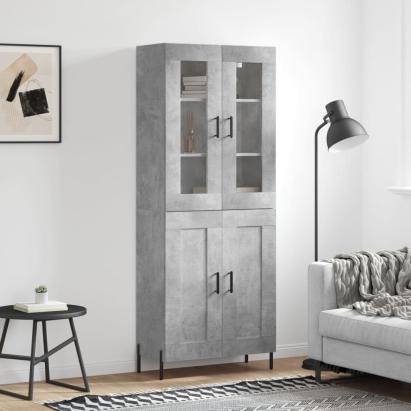 Dulap înalt, gri beton, 69,5x34x180, lemn compozit GartenMobel Dekor