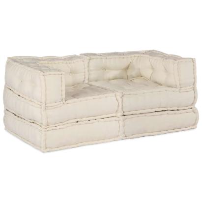 Set fotolii puf modulare, 2 buc, crem, textil GartenMobel Dekor
