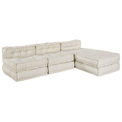 Canapea puf modulară 4 locuri, convertibilă, crem, textil GartenMobel Dekor
