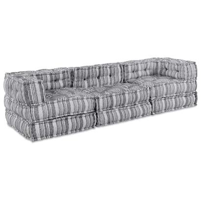 Canapea puf modulară 3 locuri, convertibilă, gri deschis textil GartenMobel Dekor