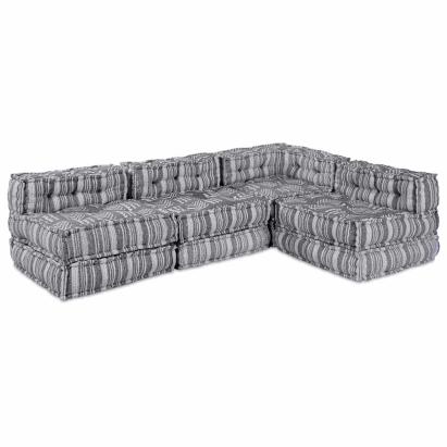 Canapea puf modulară 4 locuri, convertibilă, gri deschis textil GartenMobel Dekor