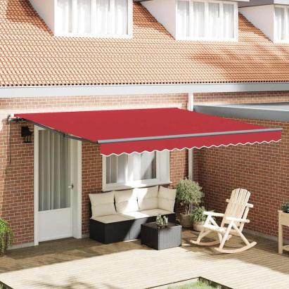 Cortina Retractabilă Manual Roșu 400 × 350 cm Acril GartenMobel Dekor