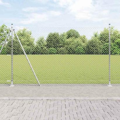 Set de Stâlpi de Gard Argintiu 10 x 1.6 m Oțel galvanizat GartenMobel Dekor