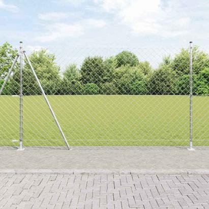 Set de Stâlpi de Gard Argintiu 10 x 1.5 m Oțel galvanizat GartenMobel Dekor