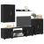Set de 4 piese pentru cabinet TV cu raft Pe perete 4 pcs Stejar negru GartenMobel Dekor