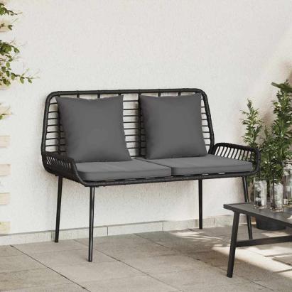 Bancă de grădină cu pernă Negru, Antracit 109 x 63 x 83 cm GartenMobel Dekor