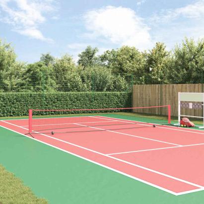 Rețea de tenis Negru și roșu 595 x 90.5 x 87 cm Poliester GartenMobel Dekor
