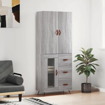 Dulap înalt, gri sonoma, 69,5x34x180 cm, lemn compozit GartenMobel Dekor