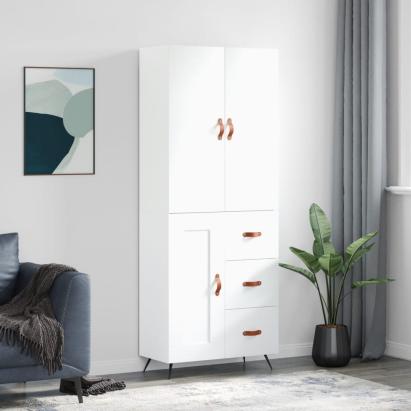 Dulap înalt, alb, 69,5x34x180 cm, lemn compozit GartenMobel Dekor
