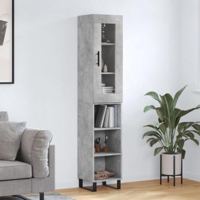 Dulap înalt, gri beton, 34,5x34x180 cm, lemn prelucrat GartenMobel Dekor