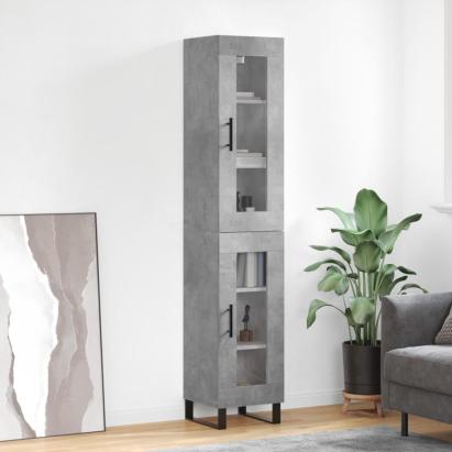 Dulap înalt, gri beton, 34,5x34x180 cm, lemn prelucrat GartenMobel Dekor