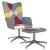 Scaun de relaxare cu taburet, textil, petice GartenMobel Dekor