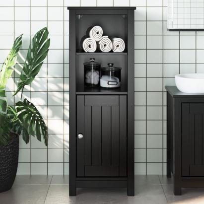 Dulap de baie BERG, negru, 40x34x110 cm, lemn masiv de pin GartenMobel Dekor