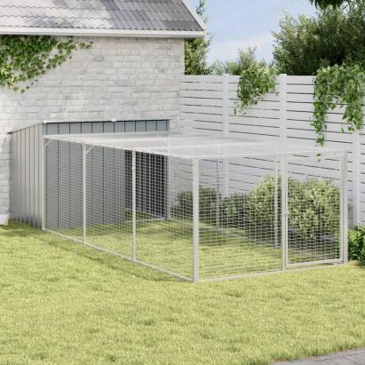 Cușcă câine cu țarc antracit 153x396x110 cm oțel galvanizat GartenMobel Dekor