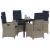 Set de dining pentru grădină cu 5 piese și perne din ratan gri GartenMobel Dekor