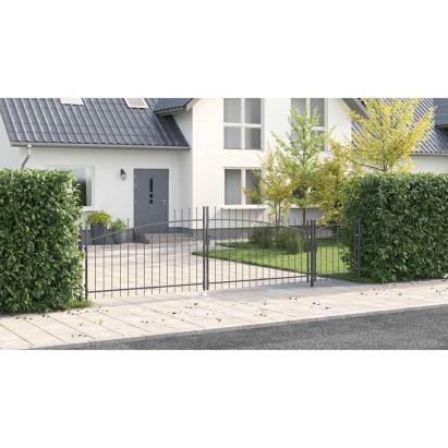 Poarta de grădină cu vârf în formă de suliță, gri, 100x500 cm, din oțel GartenMobel Dekor