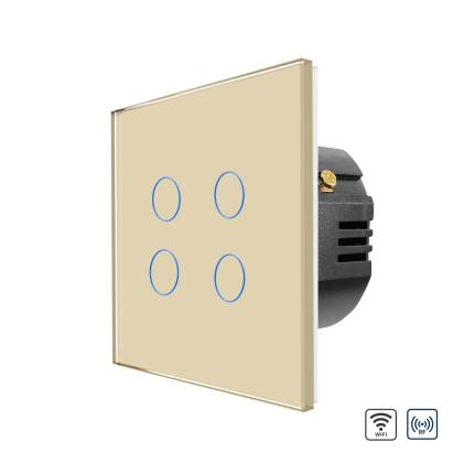 Intrerupator Cvadruplu Wi-Fi + RF433 cu Touch din Sticla LUXION SmartElectro IntelligentHouse