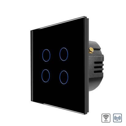 Intrerupator Cvadruplu Wi-Fi + RF433 cu Touch din Sticla LUXION SmartElectro IntelligentHouse