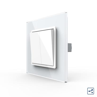 Intrerupator Dublu Mecanic Cap Scara LIVOLO cu Rama din Sticla - Serie Noua SmartElectro IntelligentHouse