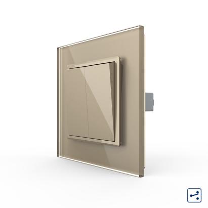 Intrerupator Dublu Mecanic Cap Scara LIVOLO cu Rama din Sticla - Serie Noua SmartElectro IntelligentHouse