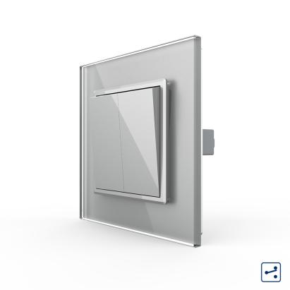 Intrerupator Dublu Mecanic Cap Scara LIVOLO cu Rama din Sticla - Serie Noua SmartElectro IntelligentHouse