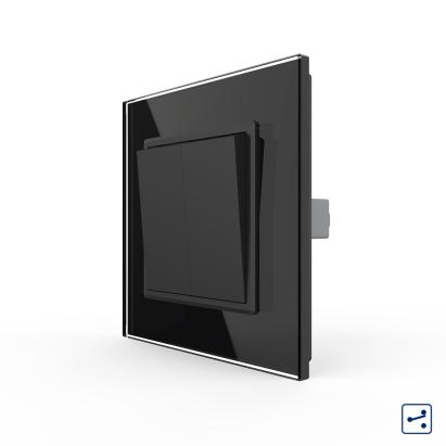 Intrerupator Dublu Mecanic Cap Scara LIVOLO cu Rama din Sticla - Serie Noua SmartElectro IntelligentHouse