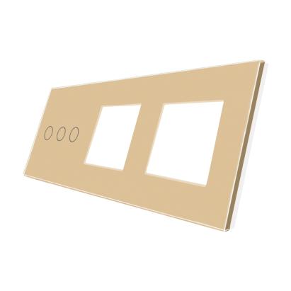 Panou Intrerupator Triplu cu Touch si 2 Prize Din Sticla LUXION SmartElectro IntelligentHouse