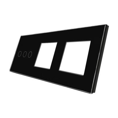 Panou Intrerupator Triplu cu Touch si 2 Prize Din Sticla LUXION SmartElectro IntelligentHouse
