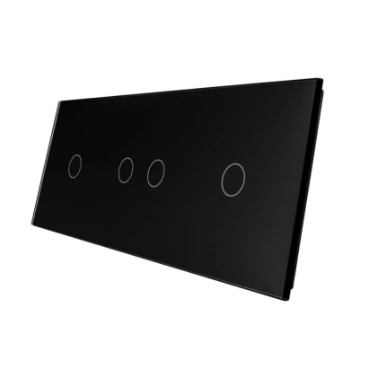 Panou intrerupator simplu+ dublu + simplu cu touch LIVOLO din sticla SmartElectro IntelligentHouse