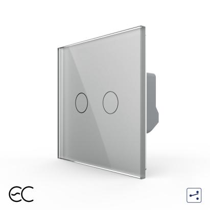 Intrerupator Dublu Cap Scara / Cruce cu Touch LIVOLO din Sticla - Protocol ZigBee EC SmartElectro IntelligentHouse