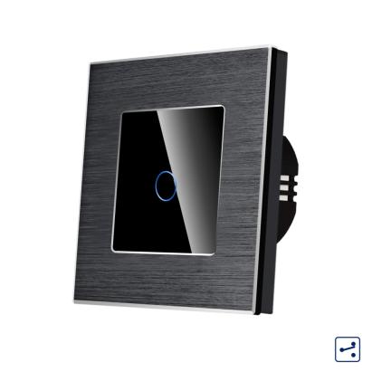Intrerupator Simplu Cap Scara / Cruce cu Touch din Sticla si Rama de Aluminiu LUXION, Serie A SmartElectro IntelligentHouse