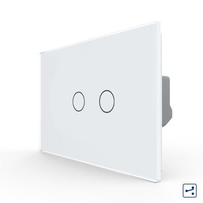Intrerupator Dublu Cap Scara / Cruce cu Touch LIVOLO din Sticla – Standard Italian SmartElectro IntelligentHouse