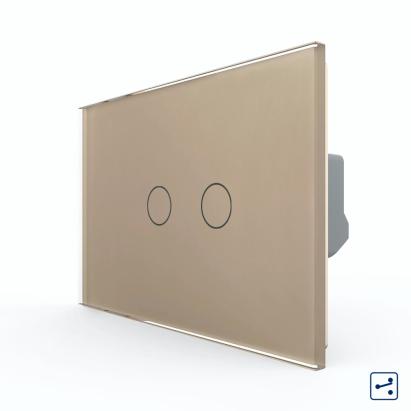 Intrerupator Dublu Cap Scara / Cruce cu Touch LIVOLO din Sticla – Standard Italian SmartElectro IntelligentHouse