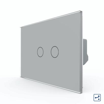 Intrerupator Dublu Cap Scara / Cruce cu Touch LIVOLO din Sticla – Standard Italian SmartElectro IntelligentHouse