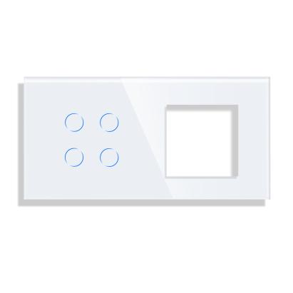 Panou Intrerupator Cvadruplu cu Touch si Priza Simpla Din Sticla LUXION SmartElectro IntelligentHouse