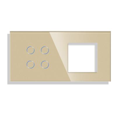 Panou Intrerupator Cvadruplu cu Touch si Priza Simpla Din Sticla LUXION SmartElectro IntelligentHouse