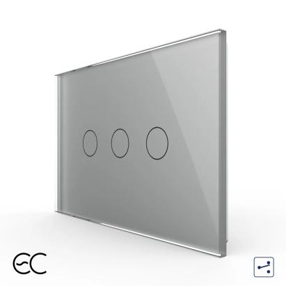 Intrerupator Triplu Cap Scara / Cruce cu Touch LIVOLO din Sticla, Standard Italian - protocol ZigBee EC SmartElectro IntelligentHouse