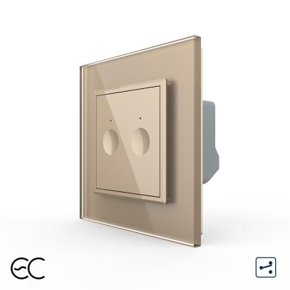 Intrerupator Dublu Cap Scara / Cruce cu Touch LIVOLO cu Rama din Sticla - Protocol Zigbee EC SmartElectro IntelligentHouse