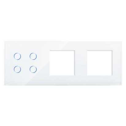 Panou Intrerupator Cvadruplu cu Touch si 2 Prize Simple Din Sticla LUXION SmartElectro IntelligentHouse