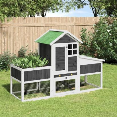 Cușcă pentru iepuri gri 170x63x113 cm lemn masiv de pin GartenMobel Dekor